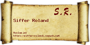 Siffer Roland névjegykártya